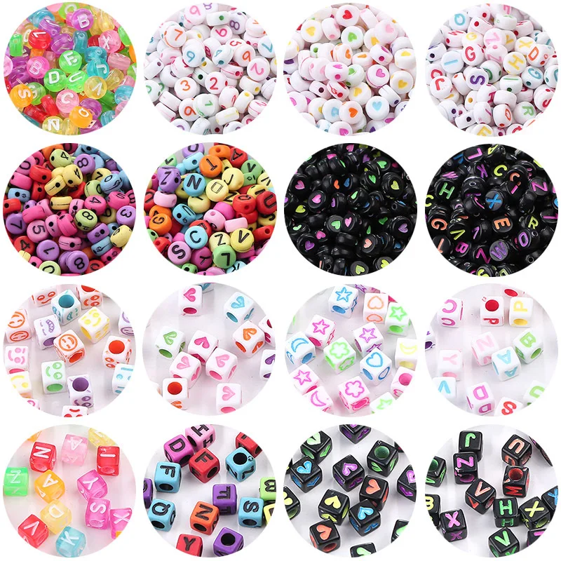 

Wholesale 500-1000Pcs 7mm 6mm Colorful Acrylic Letter Beads For DIY Charms Jewelry Bracelet Necklace Making