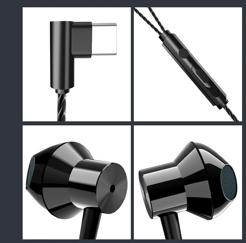 Hi-Fi USB-C наушники-вкладыши динамический диск Тип C наушники Bass Металл Спорт игровая