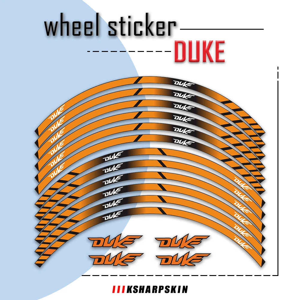 

Motorcycle front rear wheel stickers moto reflective sticker on wheel hub decoration decals for KTM DUKE 390 790 250 200 17 inch