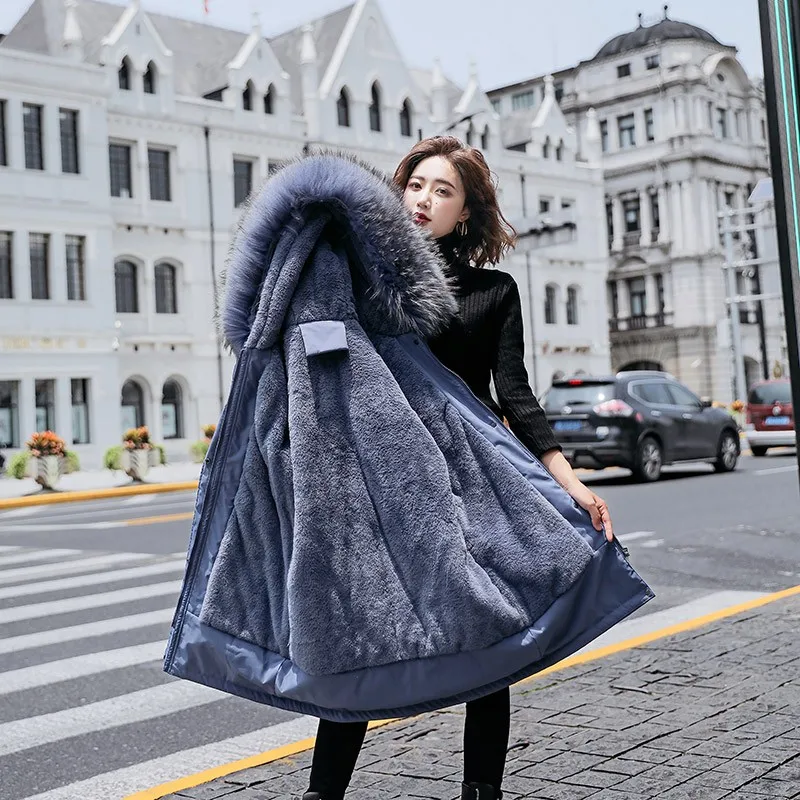

ZCWXM Plus Size 6xl Large Fur Collar Jacket Women Thick Wool Liner Cotton Padded Jackets Coat Female Winter Hooded Long Parkas