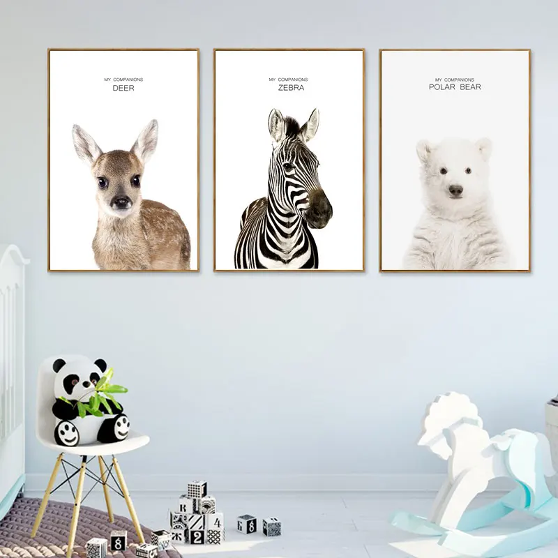Детская Настенная картина с рисунком раббита жираф свинья панда детская