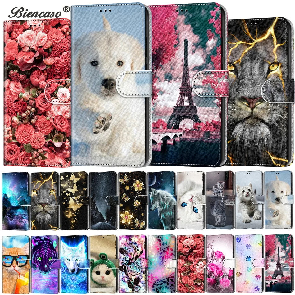 Цветной Чехол книжка с отделением для карт и цветным рисунком Xiaomi Note 10 Mi Lite 5G Pro 9T 9