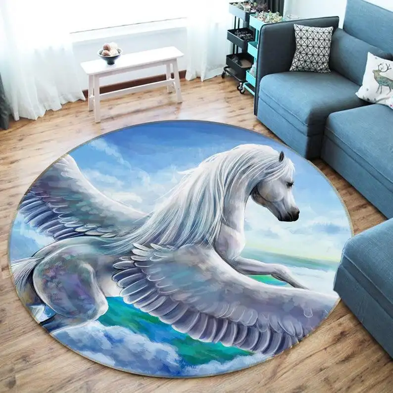 Круглые коврики Magic Horse для гостиной-Красивые напольные с животными украшение
