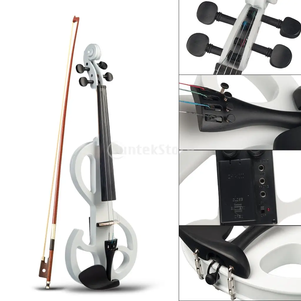 Enlarge 23inch Full 4/4Size Electric Violin Set with w/Bow Solid Hard Case Maple Headphones Wood Instrument Body for Beginners Performer