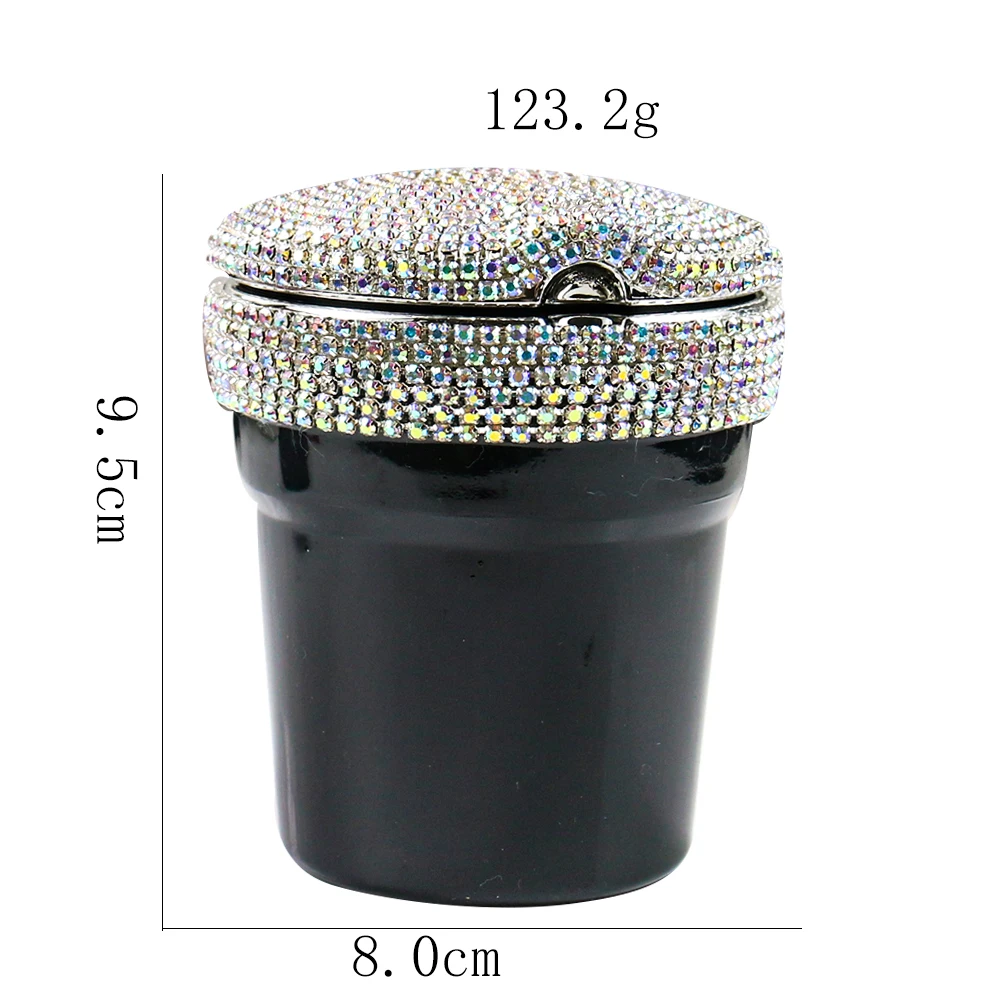 

Rhinestones Car Ashtray with Light Portable Sealed Garbage Coin Storage Cup Container Cigar Ash Tray Holder Car Accessories