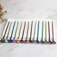 100 packs spoon straws stirrer stainless steel metal coffee spoon reusable drinking ice tea spoon with straw for sangria fruits