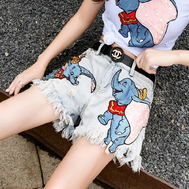 Женские джинсовые шорты универсальные свободные с широкими штанинами