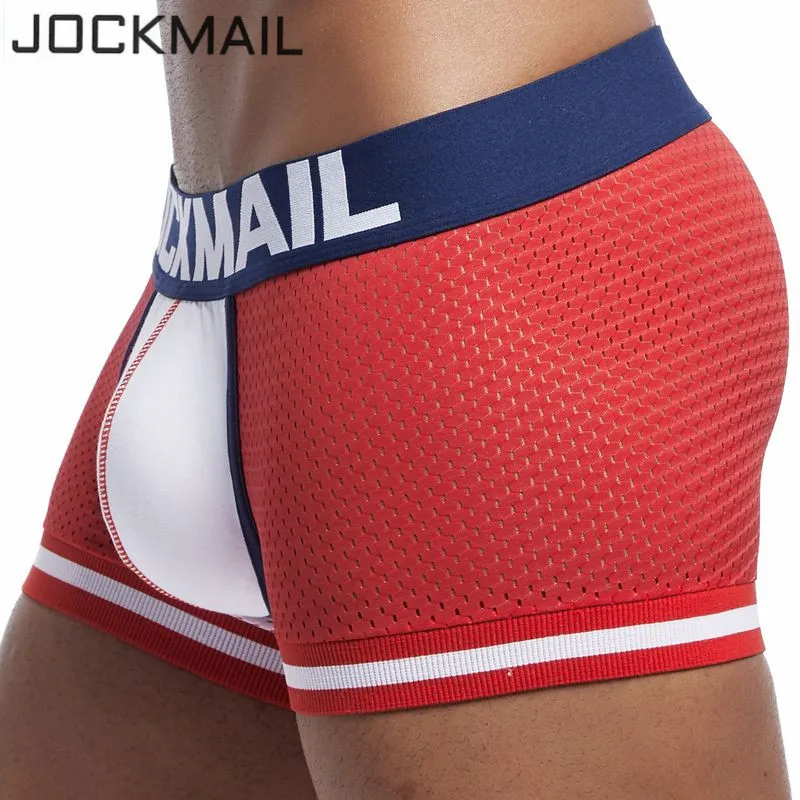 JOCKMAIL, фирменное Мужское нижнее белье, боксеры, трусы, сетчатые, дышащие, с мешочком для пениса, cueca, боксеры, calzoncillos hombre, трусы для сна