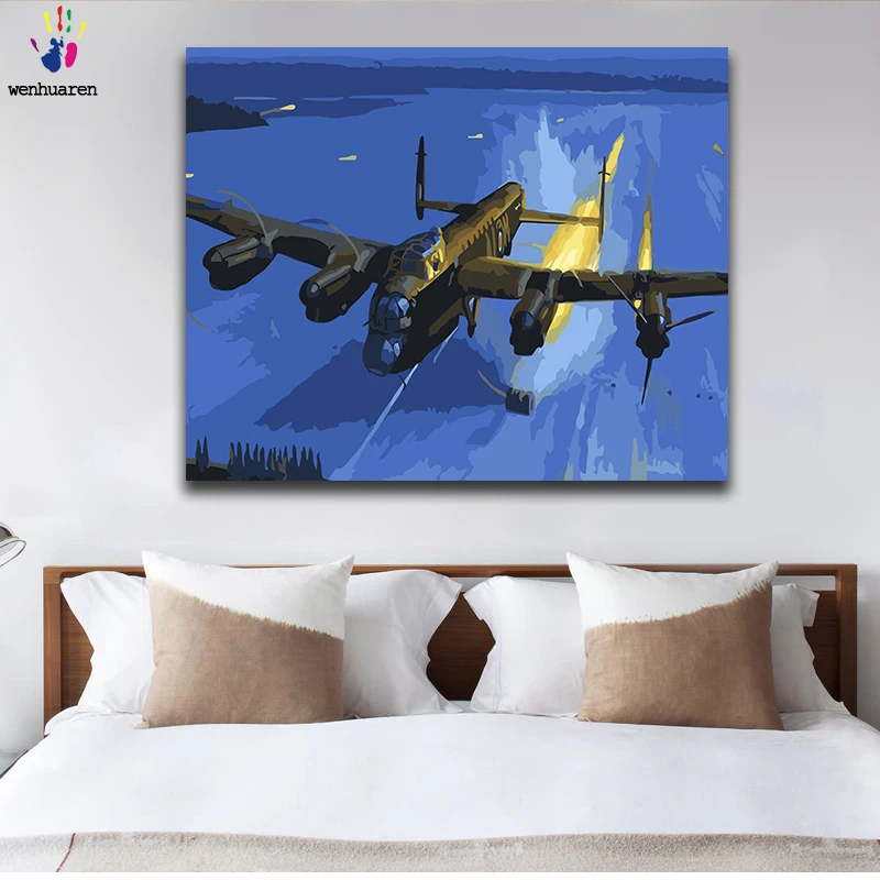 Diy краски по номерам картины живопись с комплектами самолет ручной работы