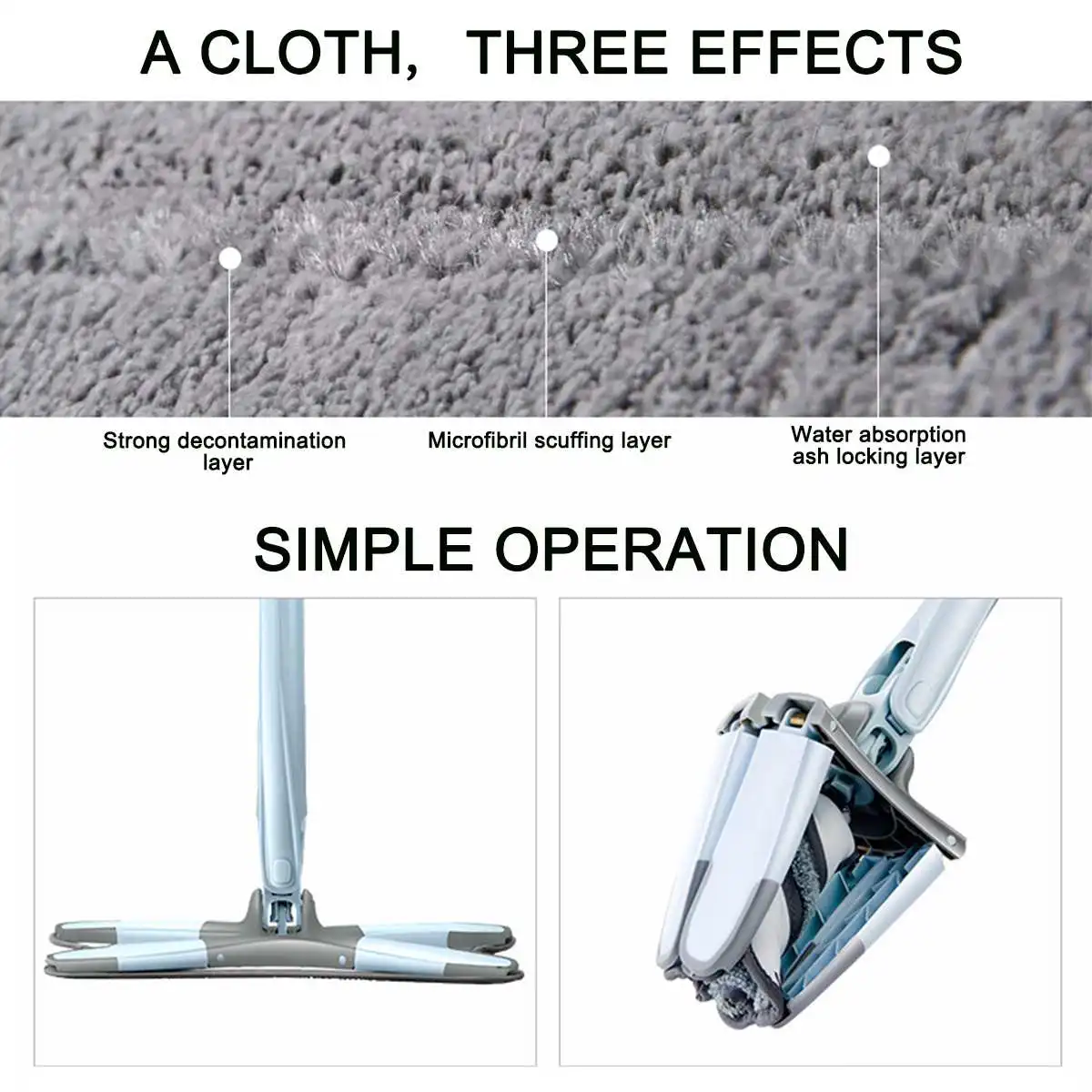 

X-type Floor Mop Non Hand Washing Flat Mops 360 Rotating Head For Wood Tile Home Cleaning Tool Household Microfiber Pad Lazy Mop