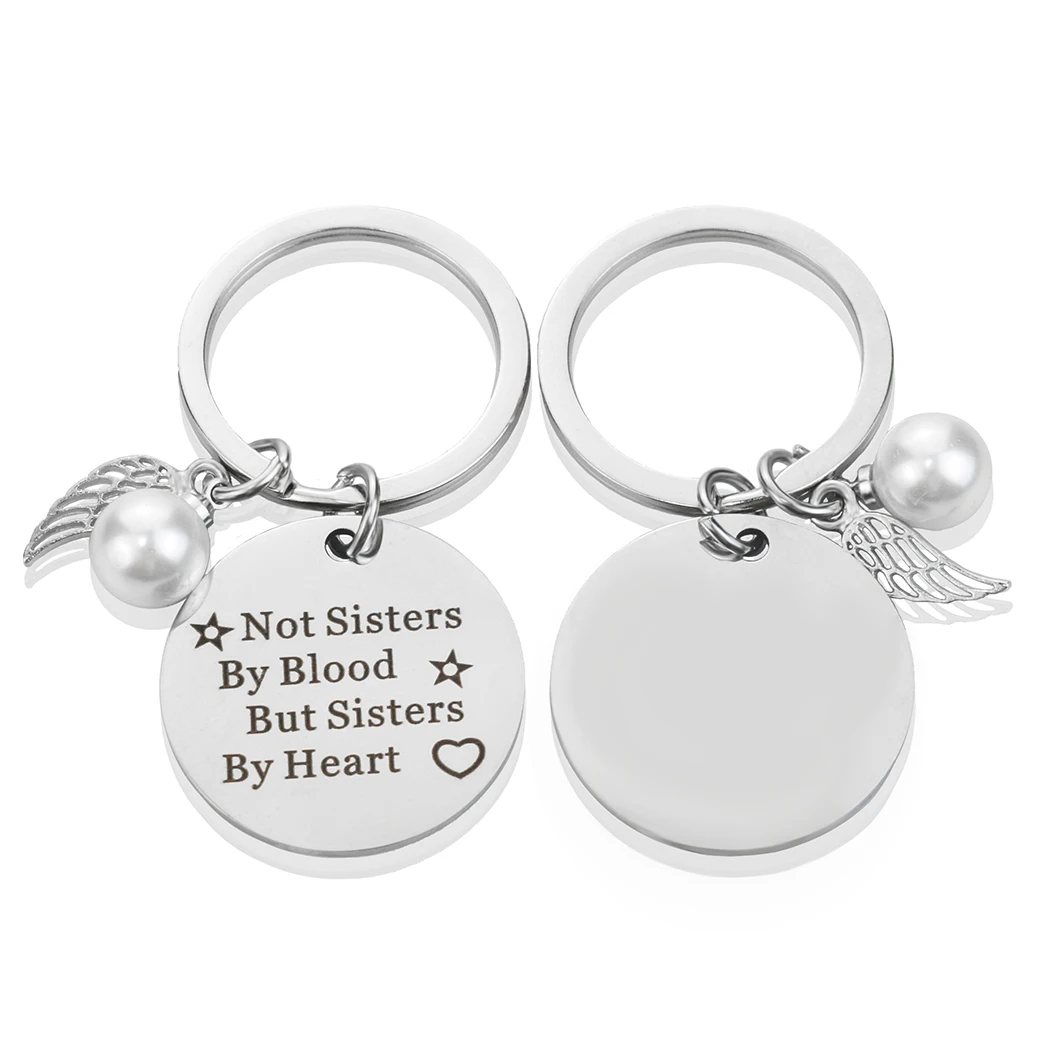 

"Best Friends Are The Sisters We Choose" Quote Friendship Keychain Good Sister Angel Wings Pearl Keychain Gift For Friends