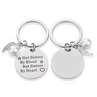 best friends are the sisters we choose quote friendship keychain good sister angel wings pearl keychain gift for friends