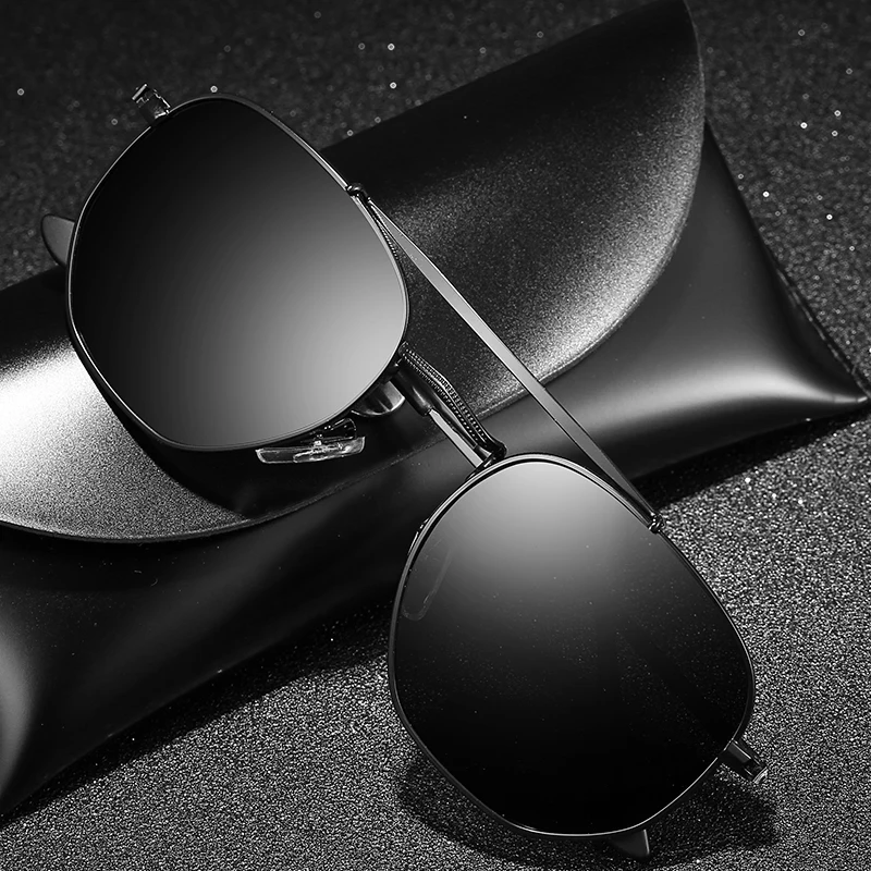 Фото Новые квадратные мужские поляризованные солнцезащитные очки в металлической
