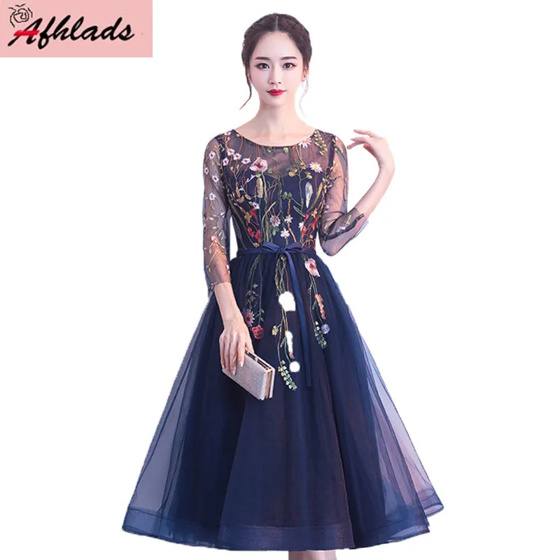 Элегантное модное платье для женщин одежда 2018 новое с рукавом три четверти