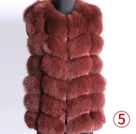 short vest 18 Женская мода осенний зимний стиль настоящая лисица пальто жилет тонкий круглый вырез зимний женский натуральный мех куртка пальто жилет - Цвет: short vest 18