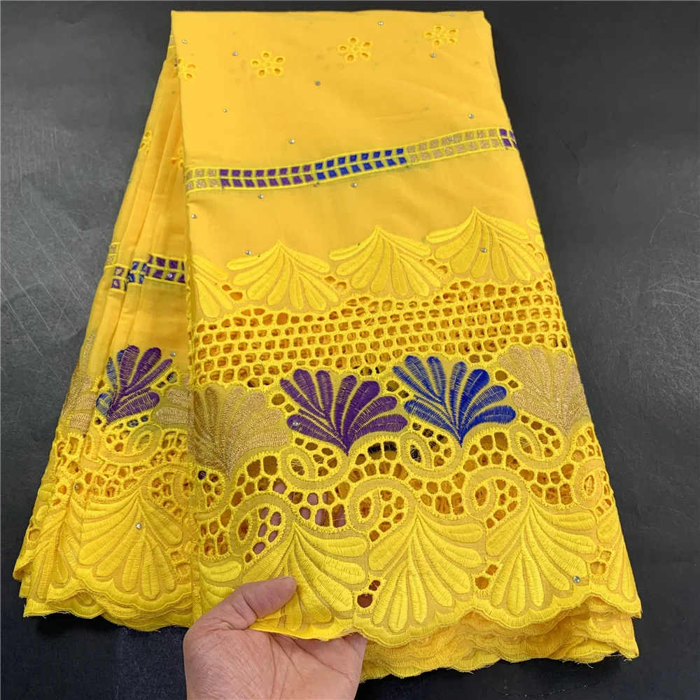 

High Quality African Nigerian Tulle Lace Fabric Wedding Party Gown Dress Swiss100% Cotton Fabric Embroidered Damask 2.5Yards