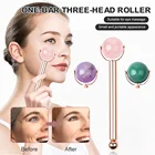 Ролик массажный нефритовый в форме шара для подтяжки лица и глаз, натуральный розовый кварц, авантюрин, аметист, уход за кожей, 1 шт.