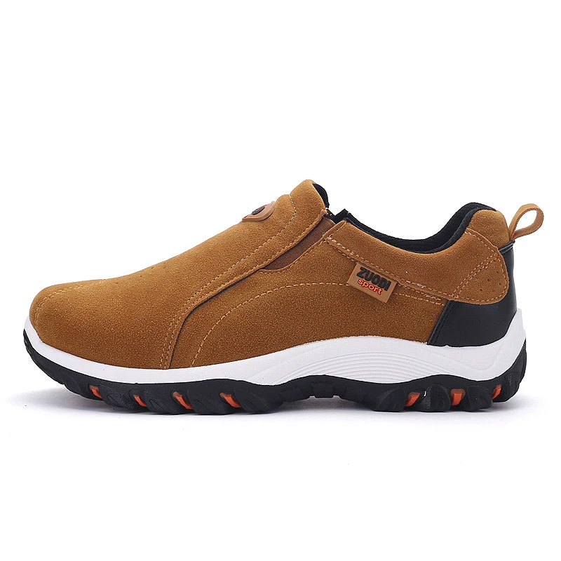 High Quality Vulcanized Shoes Men Autumn Winter Soft Comfortable Outdoor Non-slip Walking Trainers Male Fashion Slip-on Sneakers - Цвет: Хаки