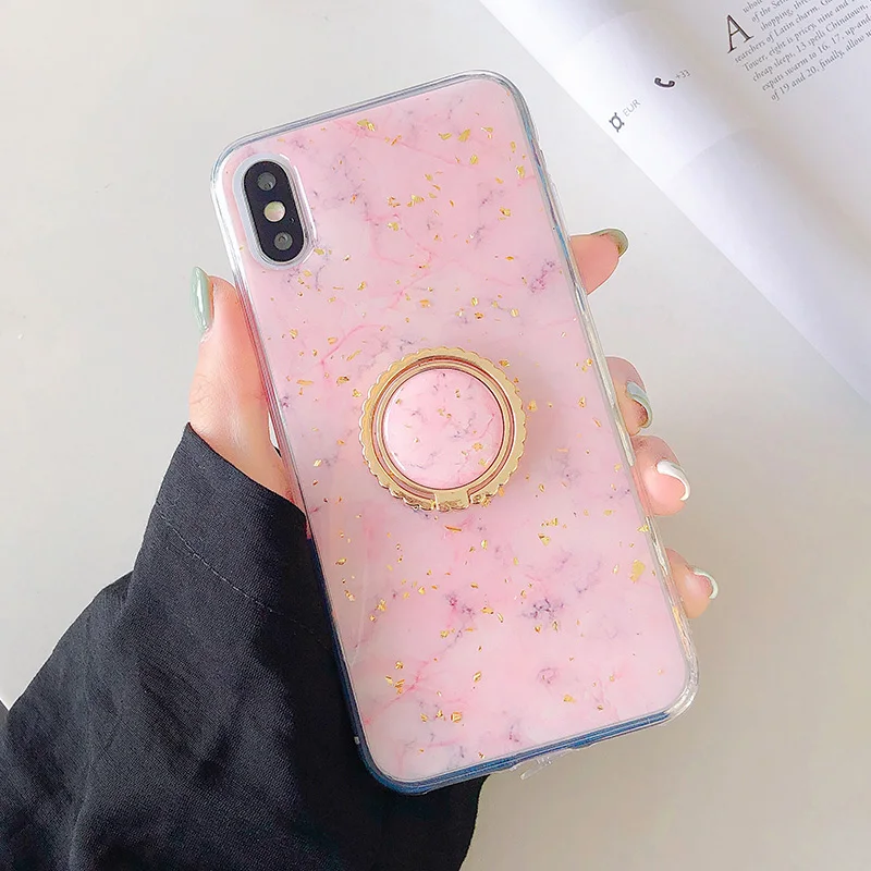 SoCouple кольцо из ТПУ чехол-держатель для iphone 7 8 6 6s plus чехол для iphone XR 11 Pro X Xs Max мраморный Золотой фольга кольцо держатель чехол