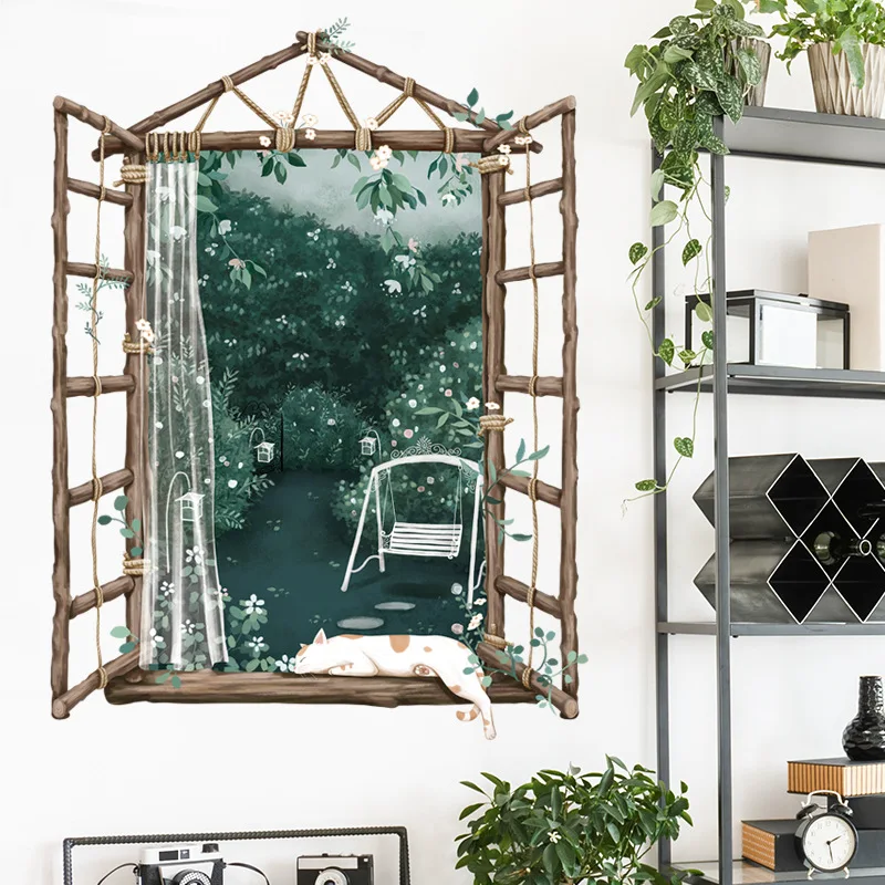 

3D False Windows Wall Sticker Teenager Modern Living Room Bedroom Decor Aesthetic Removable DIY PVC Decals Wallpaper