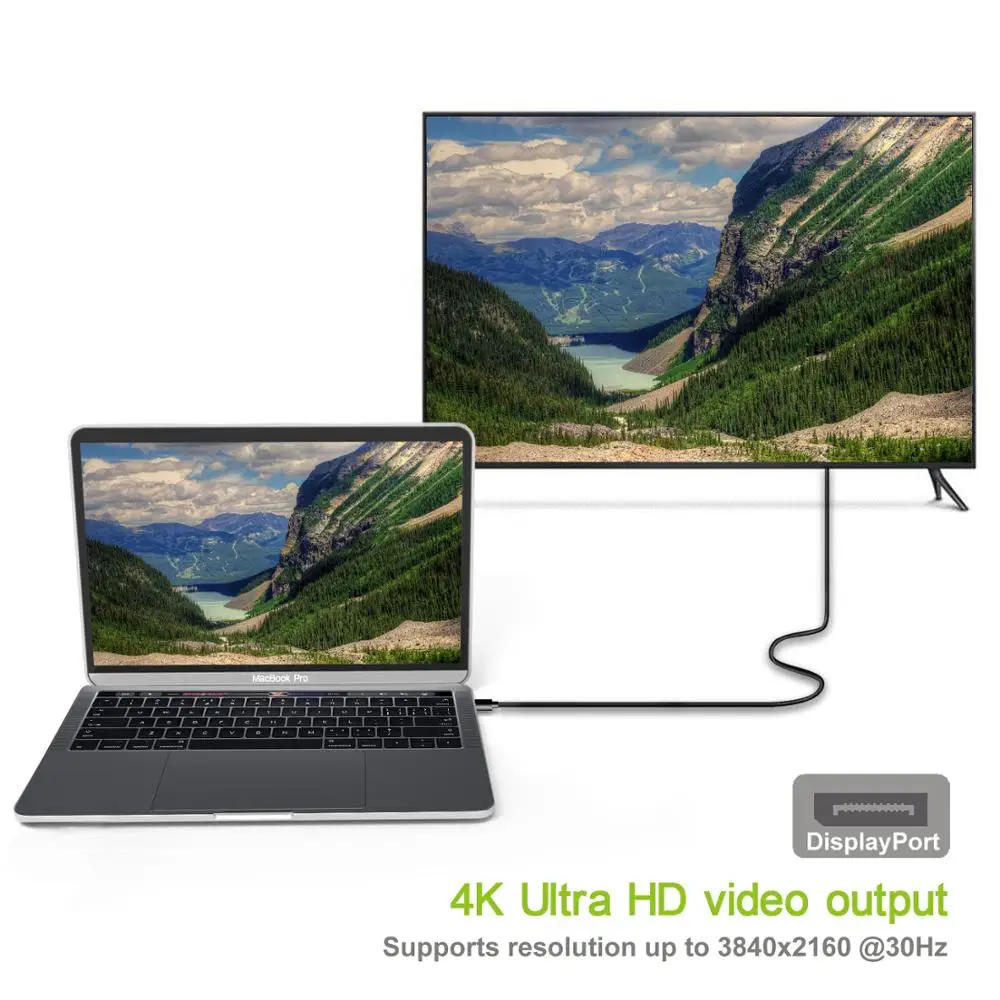 Кабель переходник с USB c на DP displayport 4k 60 Гц адаптер C для проектора HDTV Macbook Google Chromebook
