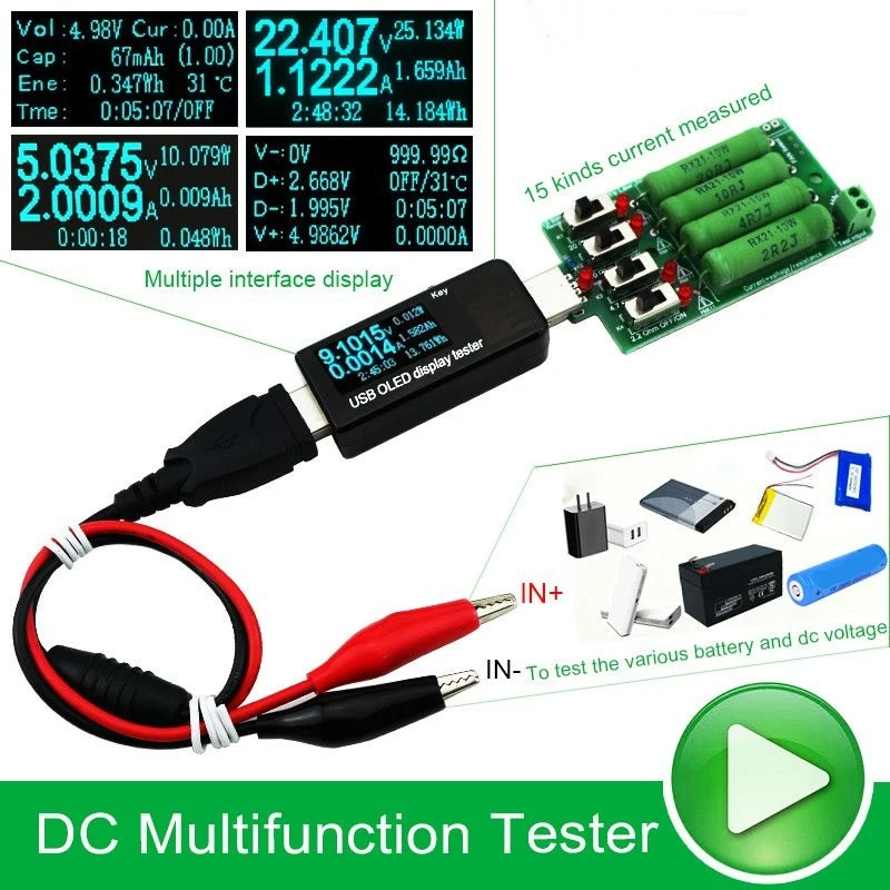Батарея/USB Тестер DC Вольтметр Амперметр 18650 измеритель емкости электронный сброс