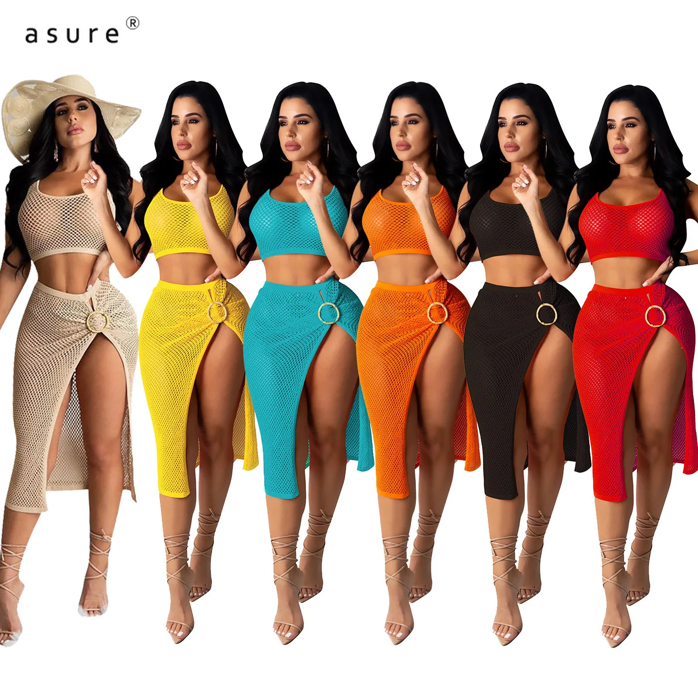 

Two Piece Crop Top And Skirt Set Female Tracksuit Knitted Office Suit 2 Piece Sets Womens Outfits Home Clothes Sexy TS1045