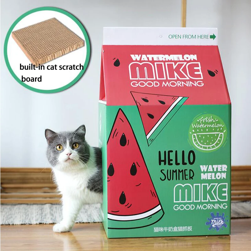 watermelon HIPET коробка для сока домик для кошек с скретч-доской Складная гофрированная бумага гнездо для домашних животных для маленьких собак щенков кошек спальный дом - Цвет: watermelon