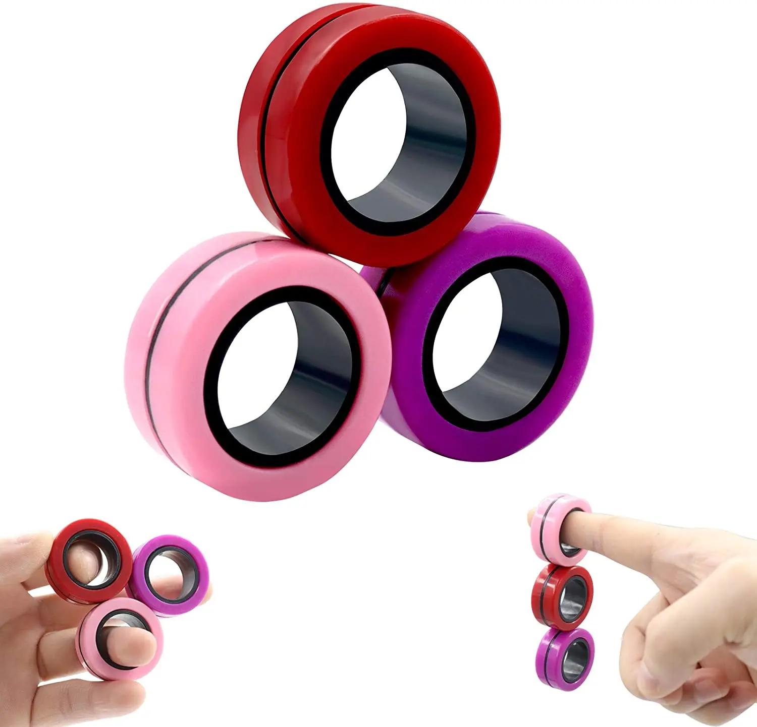 Anti-Stress Magnetic Rings Fidget Unzip Toy Magic RingTools Children Magnetic Ring Finger Spinner Ring Adult Decompression Toys pinwheel shape fidget spinner adjustable finger ring