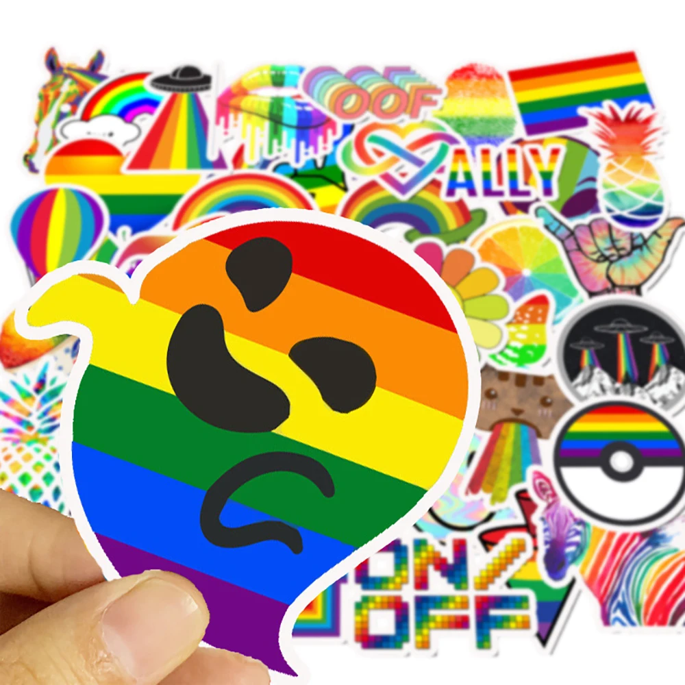 

50 шт. радужные красочные наклейки для девочек для ноутбука мотоцикла багажа телефона скейтборда DIY водонепроницаемые Веселые наклейки