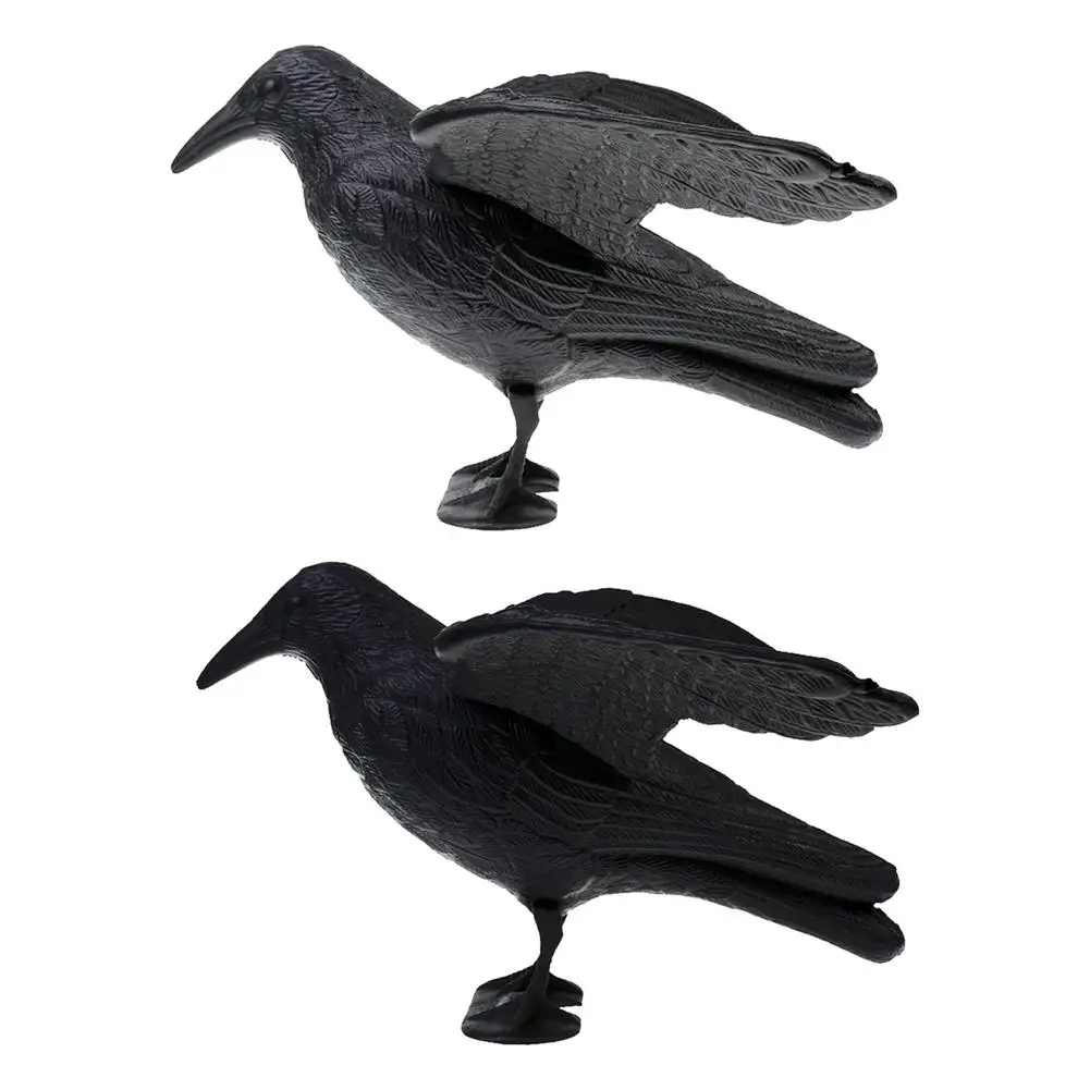 MagiDeal Durable Garden Flock Hard Plastic Black Crow Hunting Decoy Raven Halloween Prop for Shooting Home Yard Field Decor