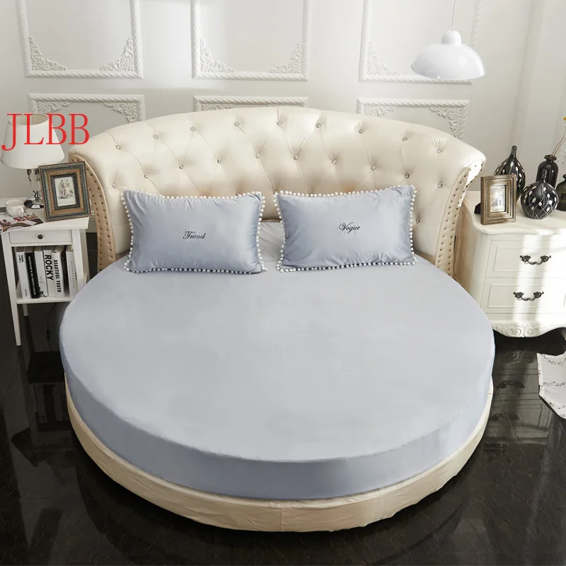 

Home textile washed silk round fitted sheet 3pcs/set circle rubber sheet 200*200cm, 220*220cm bed skirt cover thicken cotton pad