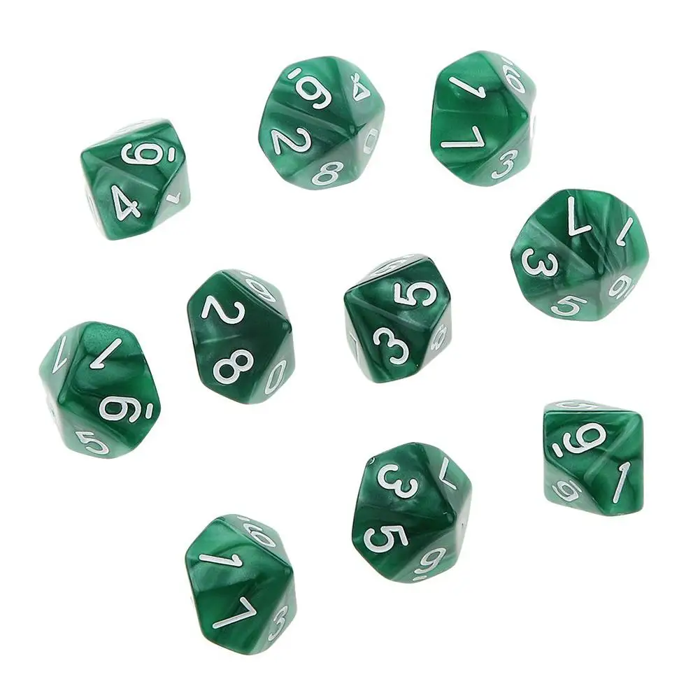 

10Pcs Multi-sided Solid Color TRPG Game D10 Polyhedral Dice Party Props Gift