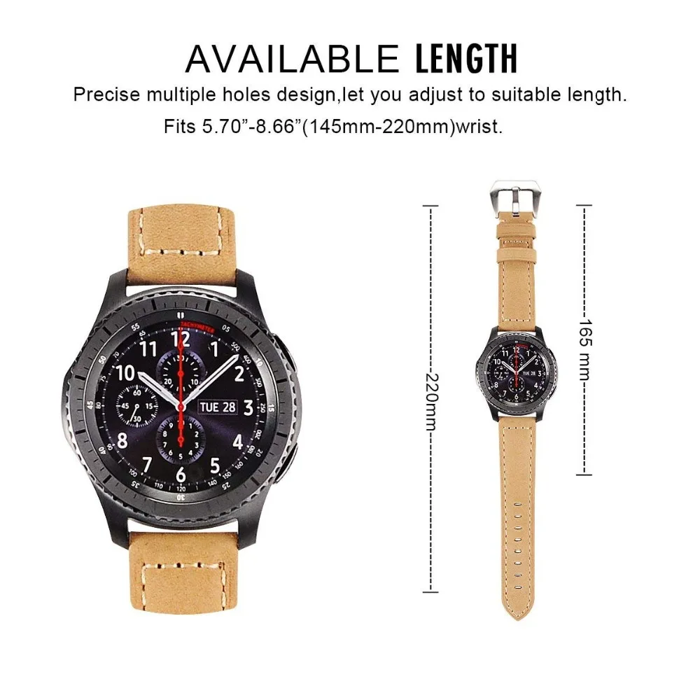 Ремешок из натуральной кожи для samsung Galaxy Watch, мягкий сменный Браслет-браслет с застежкой из нержавеющей стали для gear s3