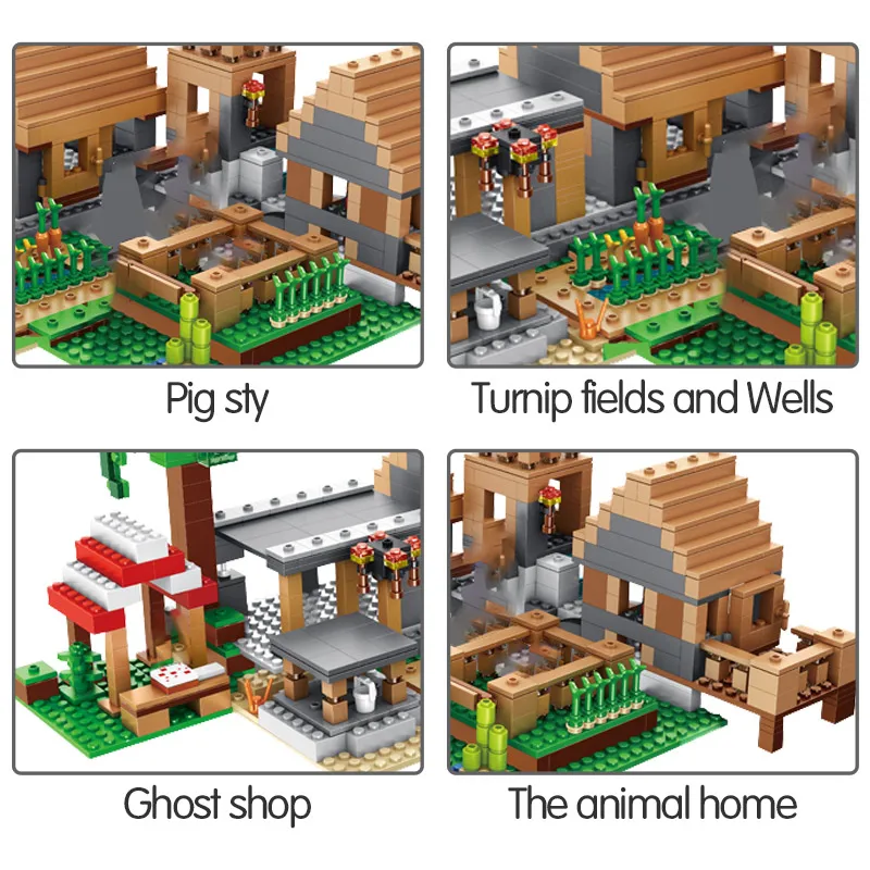 

2021 New For Compatible my world Village 30065 Tree House The Mine Mountain Model My World Figures Building Blocks Children Toys