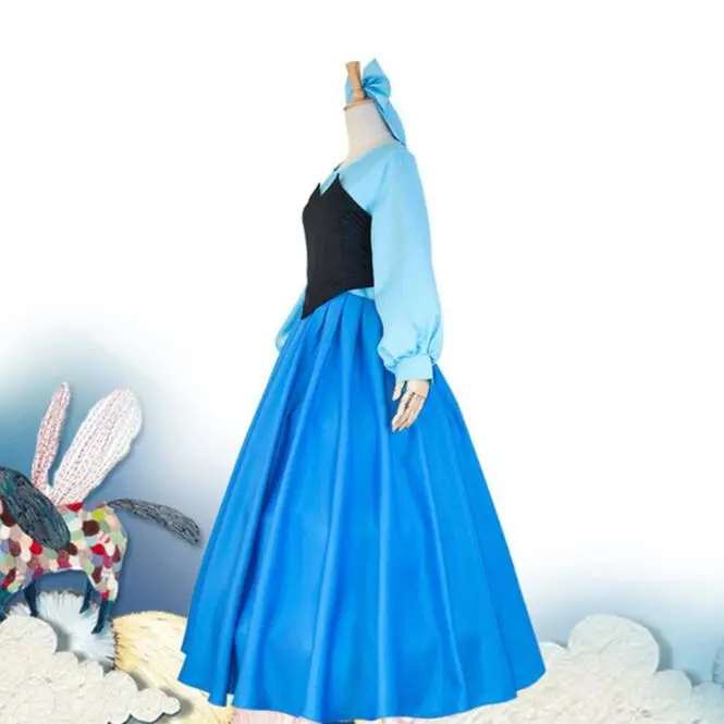 Женский костюм Русалочки Ариэль для косплея голубое платье принцессы вечеринки