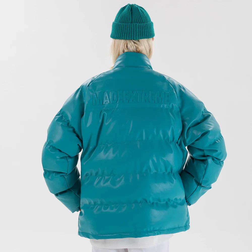 

2020 Winter Thick PU Parkas Jackets Streetwear Hip Hop Solid Color Cotton Padded Jacket Coats Harajuku Warm Tops Outwear WY356
