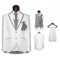 bot%c3%b3n blanco blazer solapa novio esmoquin padrinos de boda hombre trajes de graduaci%c3%b3n chaqueta pantalones chaleco