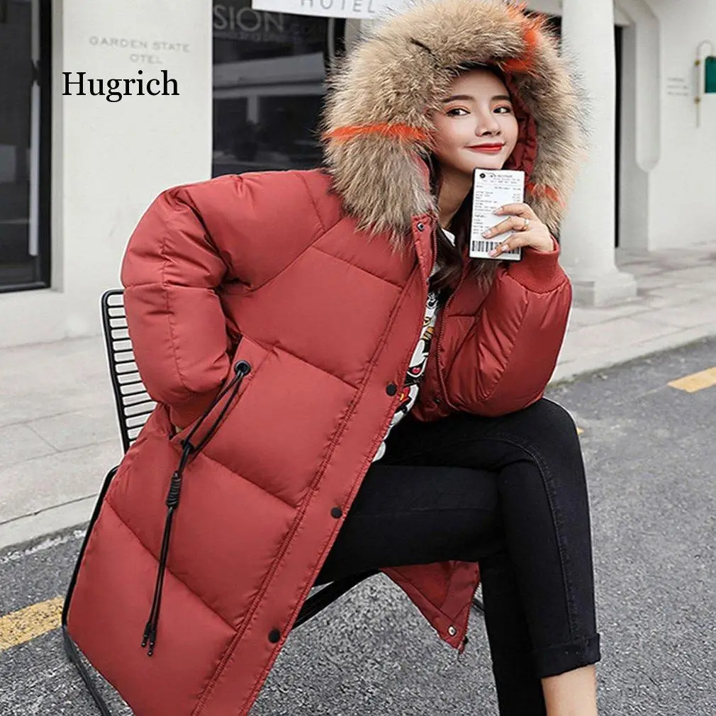 Cotton Jackets Women's Long Parkas Slim Hooded Warm Winter Coats Female  Black Overcoats