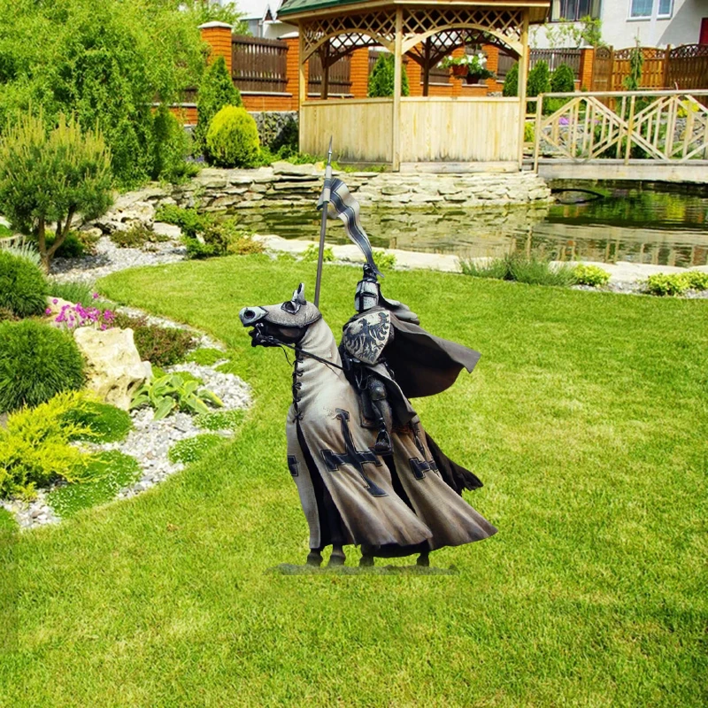 

Medieval Style Guard knight Gnomes Resin Crafts Ornaments for Garden View Courtyard Decoration ADW889