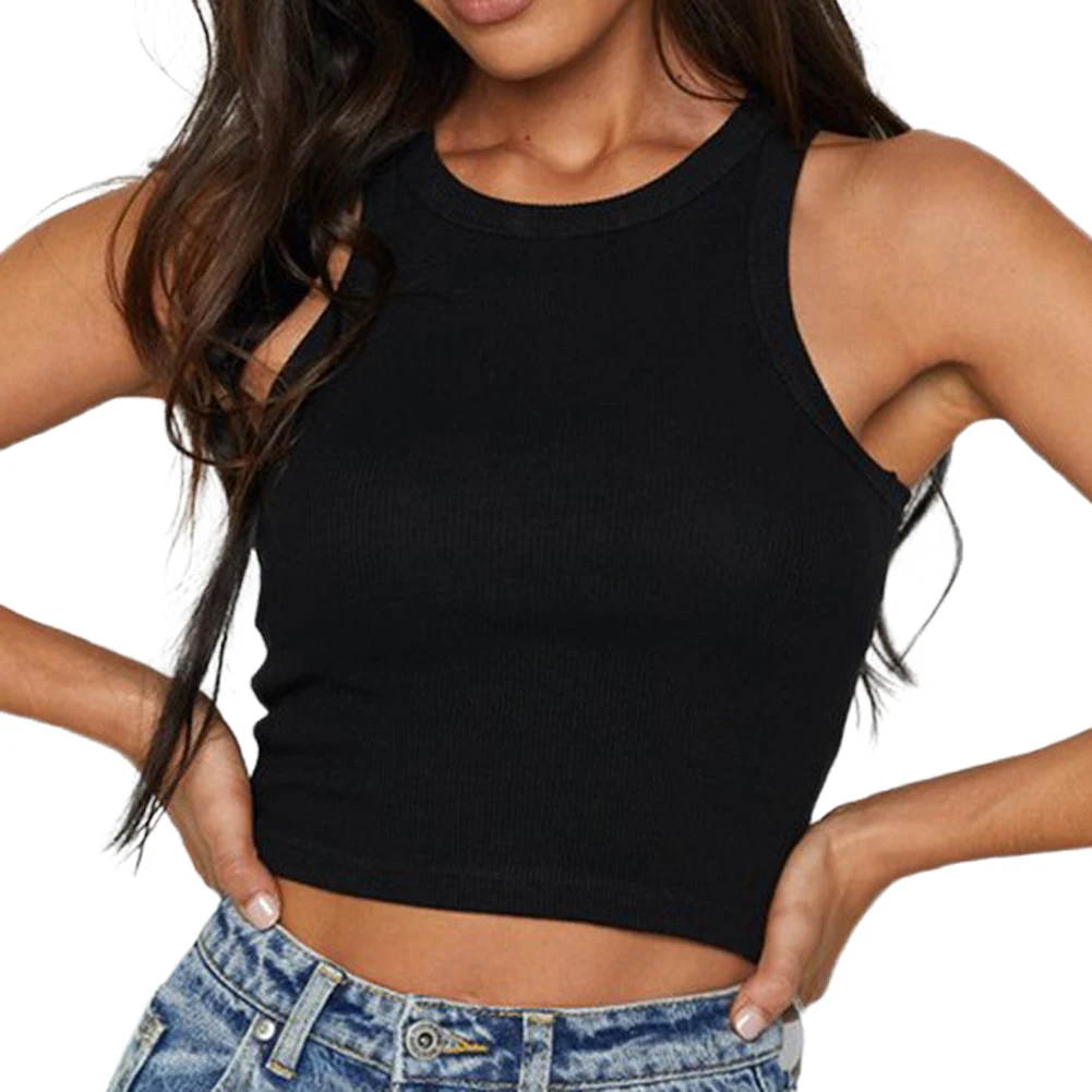 Топы с бретельками Сексуальный Топ для женщин жилет однотонные стиль Харадзюку