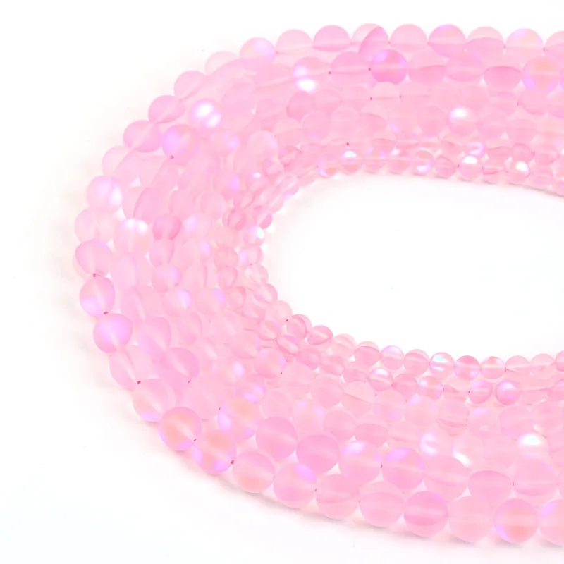

Round Loose Bead 6/8/10mm Natural Stone Bead Frosted Pink Glitter Moonstone For DIY Making Bracelet Necklace Jewelry Beadtales