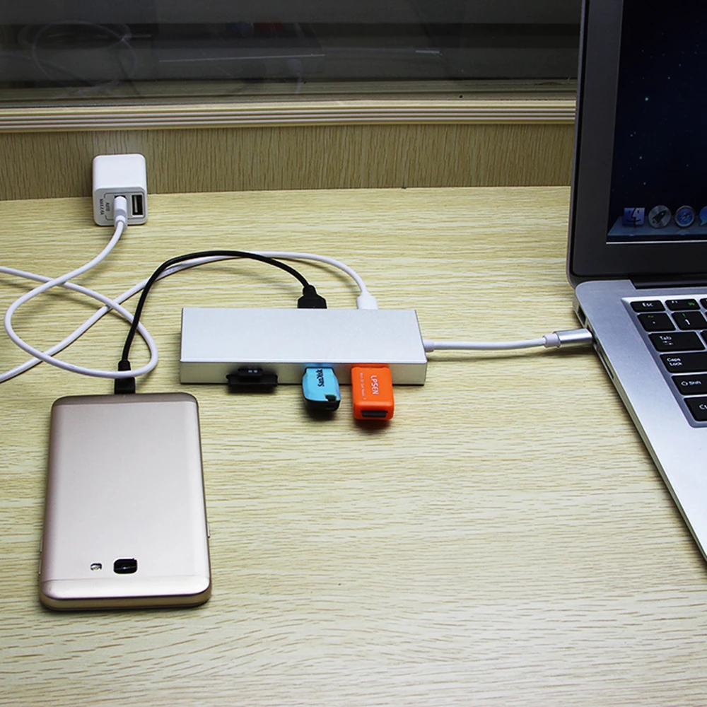 CHYI Тип C 3 1 Usb 0 концентратор HDMI-Совместимость 7 многожильный Порты USB-C жил с SD