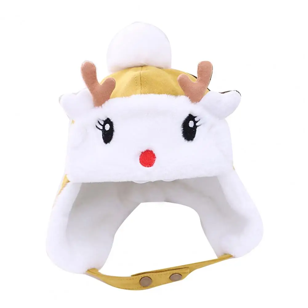 Осенне-зимние Симпатичные шапки детские с помпоном в виде оленьих рогов ремешок