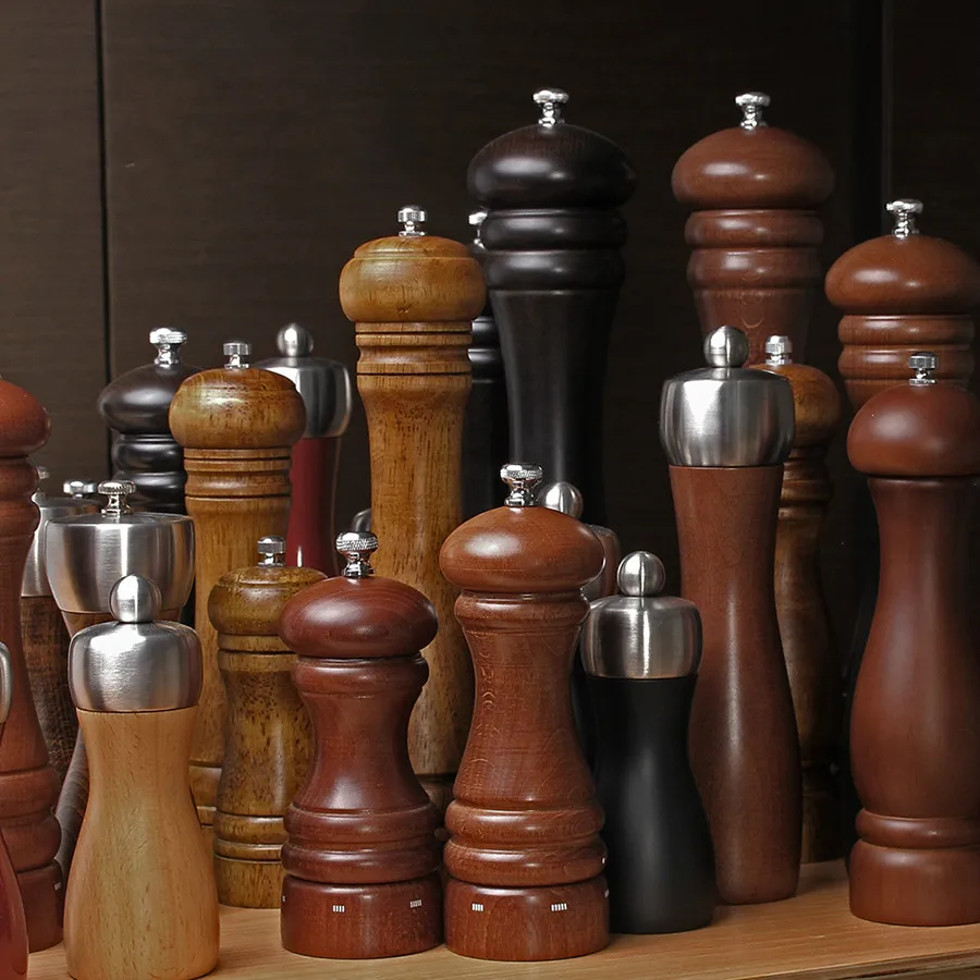 

Salt and Pepper Mills, Solid Wood Pepper Mill with Strong Adjustable Ceramic Grinder 5" 8" 10" - Kitchen Tools by Leeseph