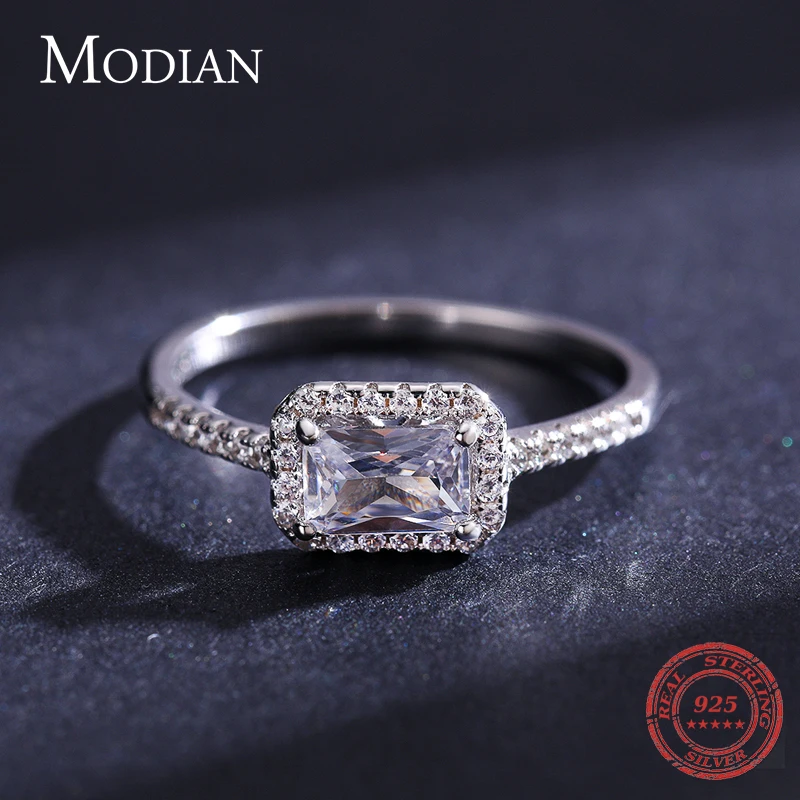 

Modian Wedding Ring 925 Sterling Silver Sparkling Clear Cubic Zirconia Engagement Rings for Women Promise Statement Jewelry