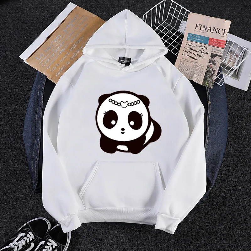 

New Candy Colors Harajuku Style Japan Korean Loose Sweatshirt Kawaii Cartoons Female Panda Print Pattern Fleece Couple Hoodies