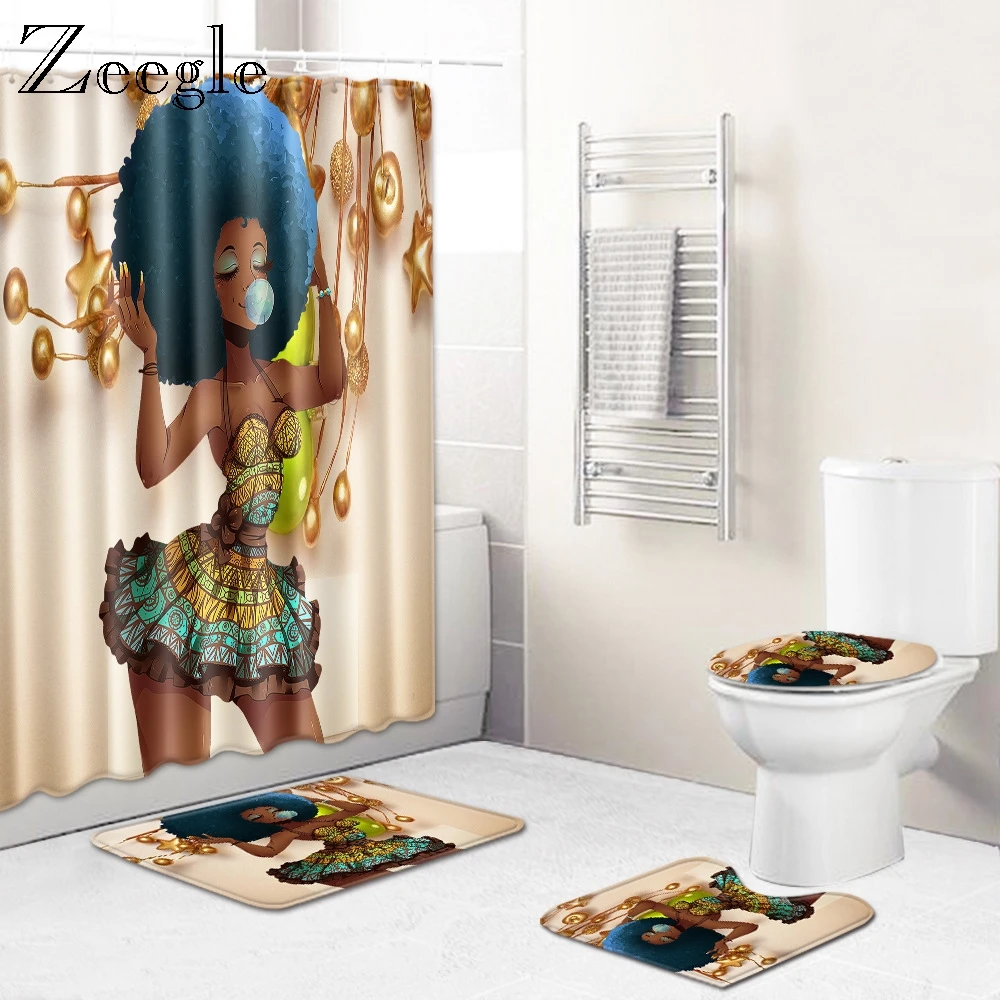 Набор креативных ковриков для ванной Zeegle 4 шт. набор мультяшных нескользящий