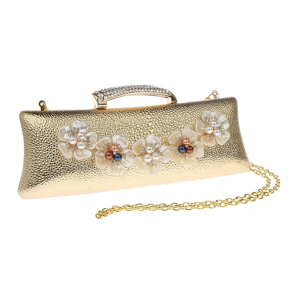 2022 New Shell Pearl Flower Evening Bag Day Clutch Hand Bride Free Shipping Bling Gold Wedding Purse Female Handbag WY226 | Багаж и сумки