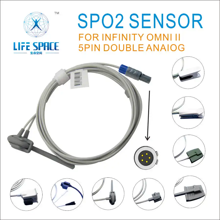 

ES-LA-103 Long Cable Adult Child Neonate SPO2 Sensor For INFINITY OMNI II 5pin doubie analog patient monitor